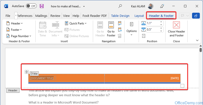 How To Make All Headers The Same In Microsoft Word