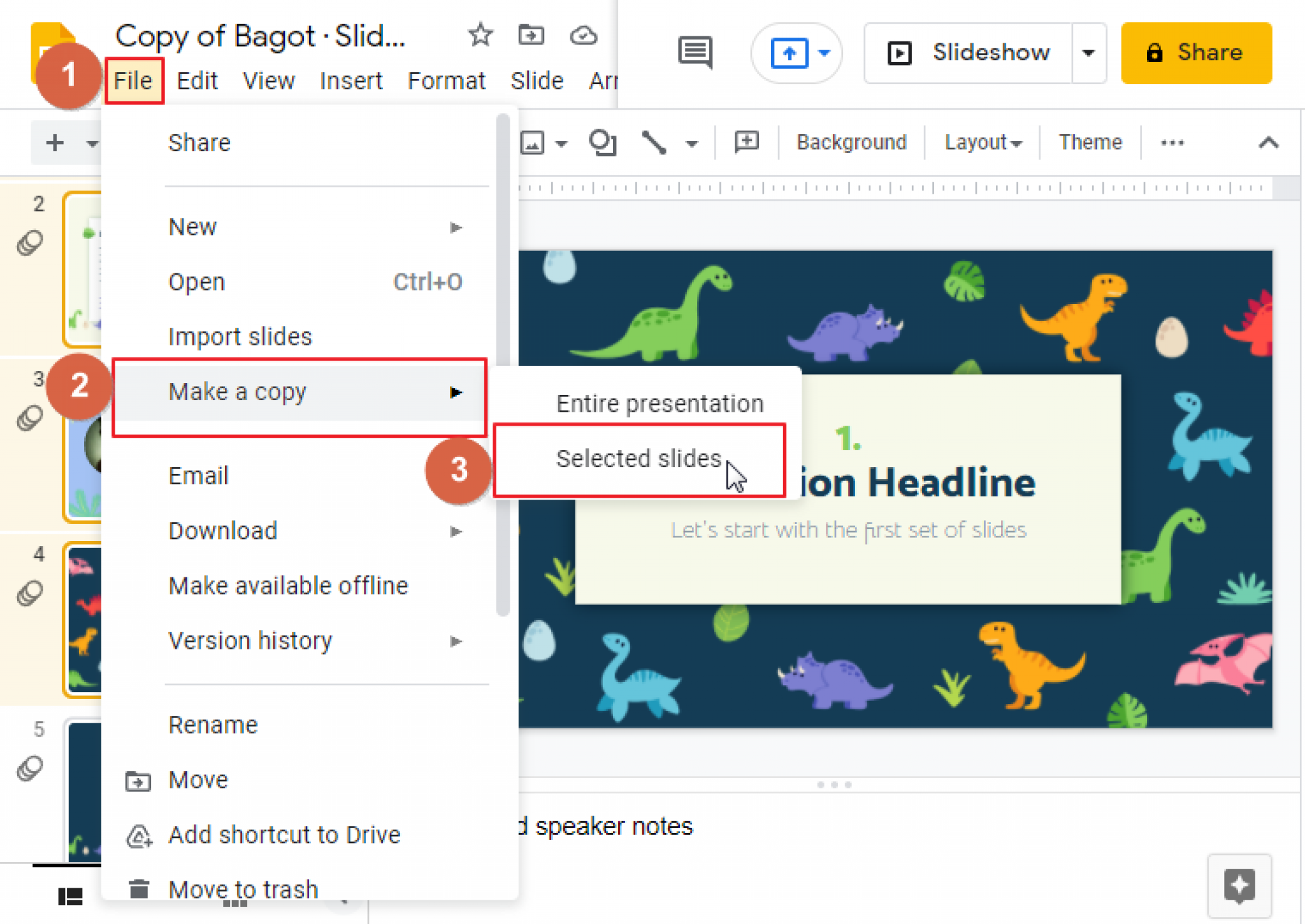 google slides copy slide from one presentation to another