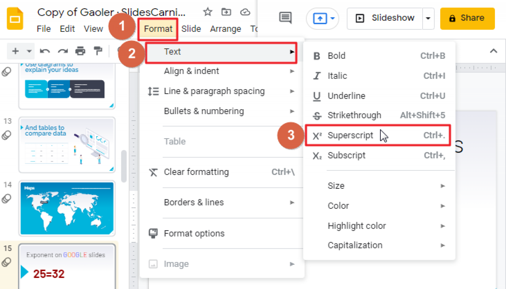 How To Add Exponent In Google Slides 3 Methods 