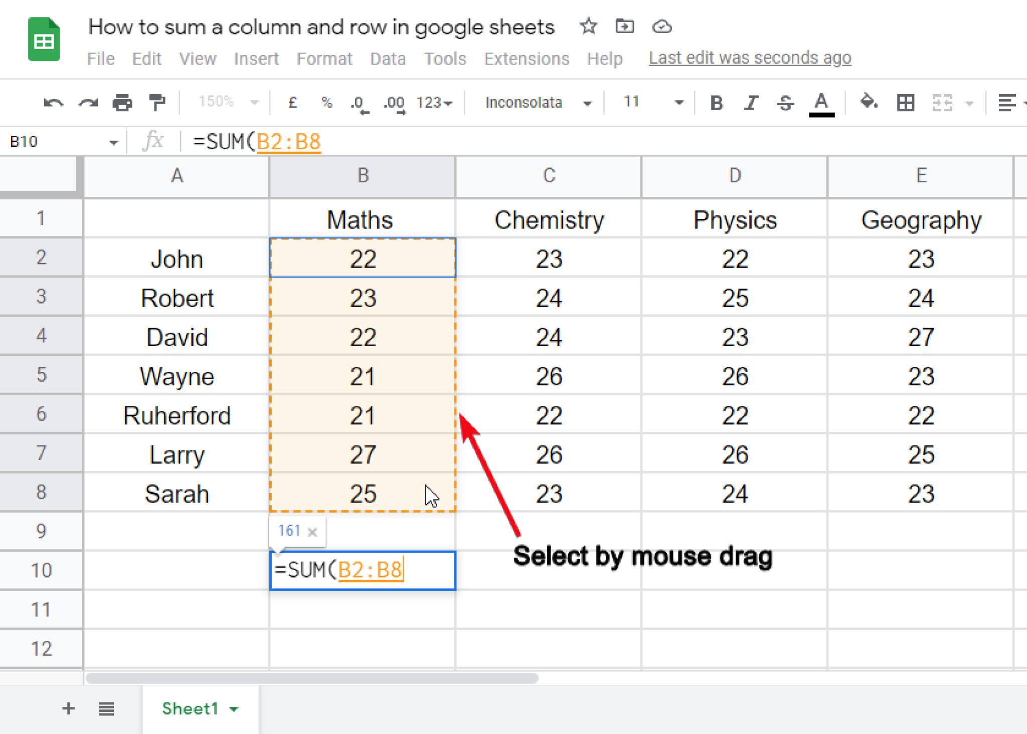 How To SUM A Column And Row In Google Sheets OfficeDemy Com