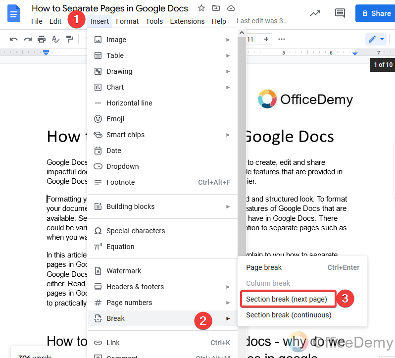 How To Separate Pages In Google Docs Page Breaks OfficeDemy