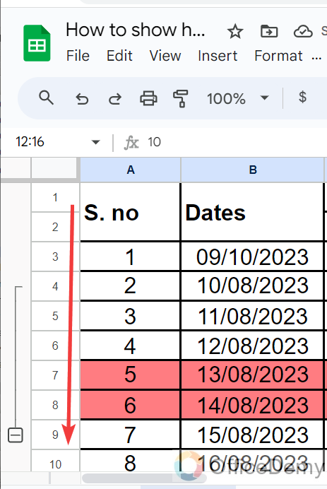  How To Show Hidden Rows In Google Sheets 4 Quick Ways 