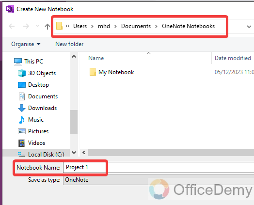 how to create a new notebook in onenote 10